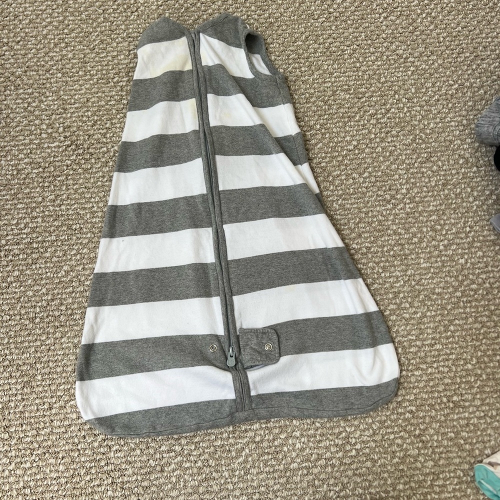 Burt's Bees Gray and White Striped Sleep Sack